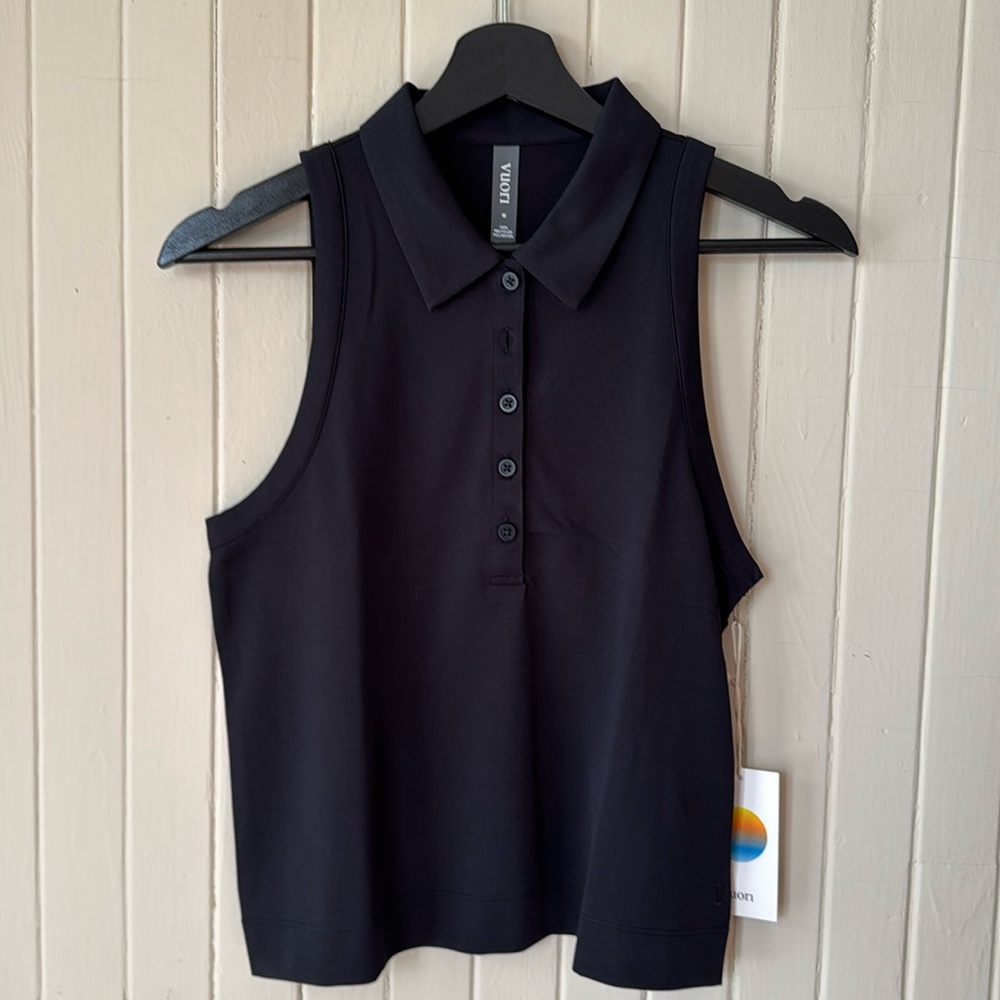 Vuori Black Sleeveless Collared Tank Top